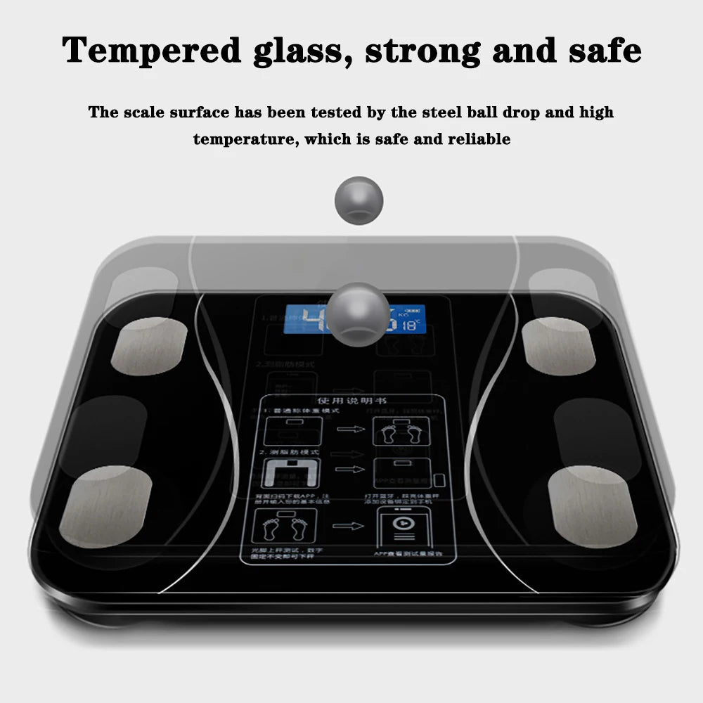 Digital Body Weight Scale Smart Wireless Fat Scale Bathroom Weight Scales for Body Composition Analyzer with Smartphone App