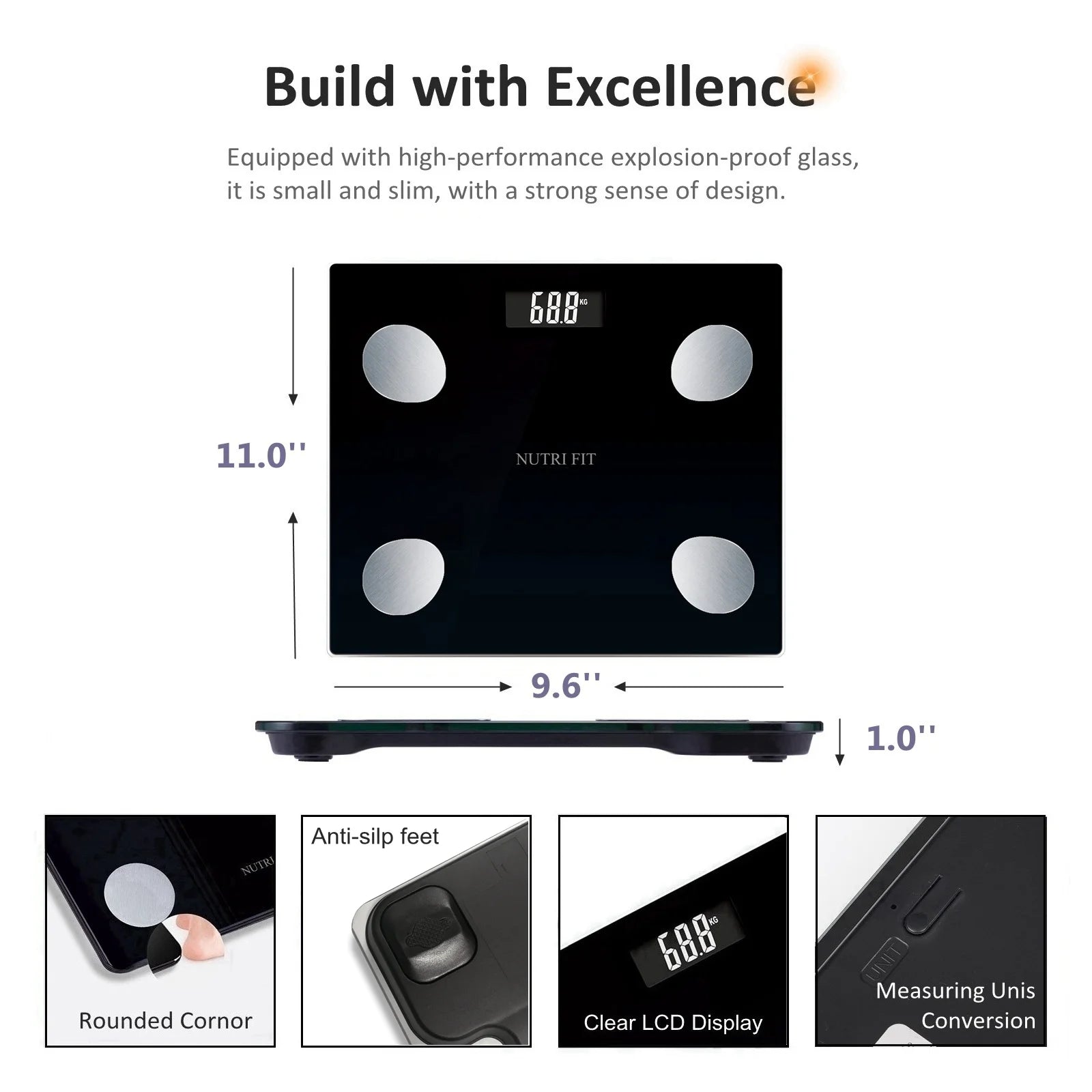 Smart Scale for Body Weight and Fat, Digital Bathroom Body Scales Composition Analyser